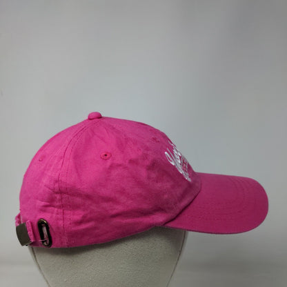 York Beach Me Est. 1652 Slideback Hat Pink One Size Embroidered Kid U Not Cotton