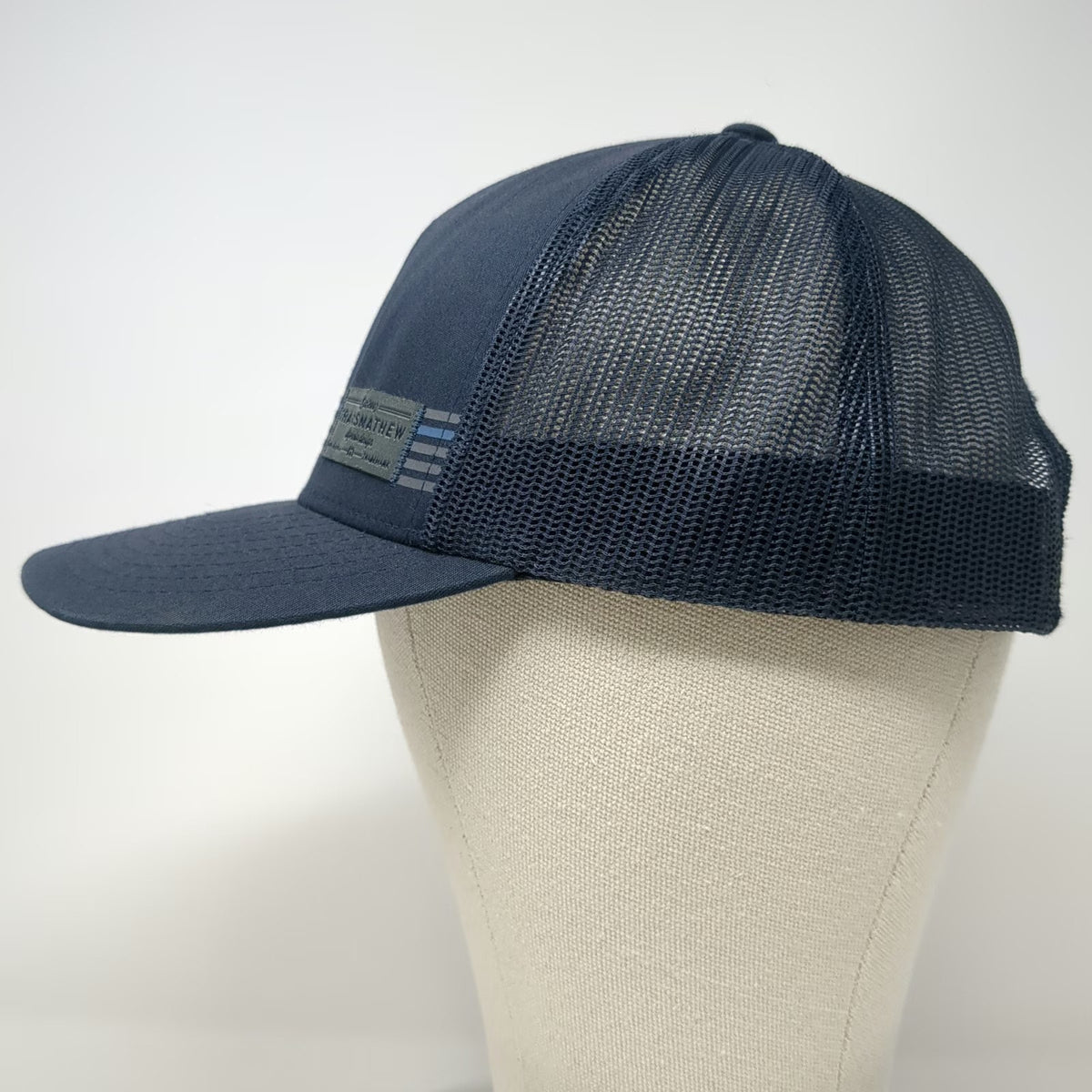 TravisMathew Trucker Hat Blue One Size Snapback Mesh Stripes Patch Golf Cap