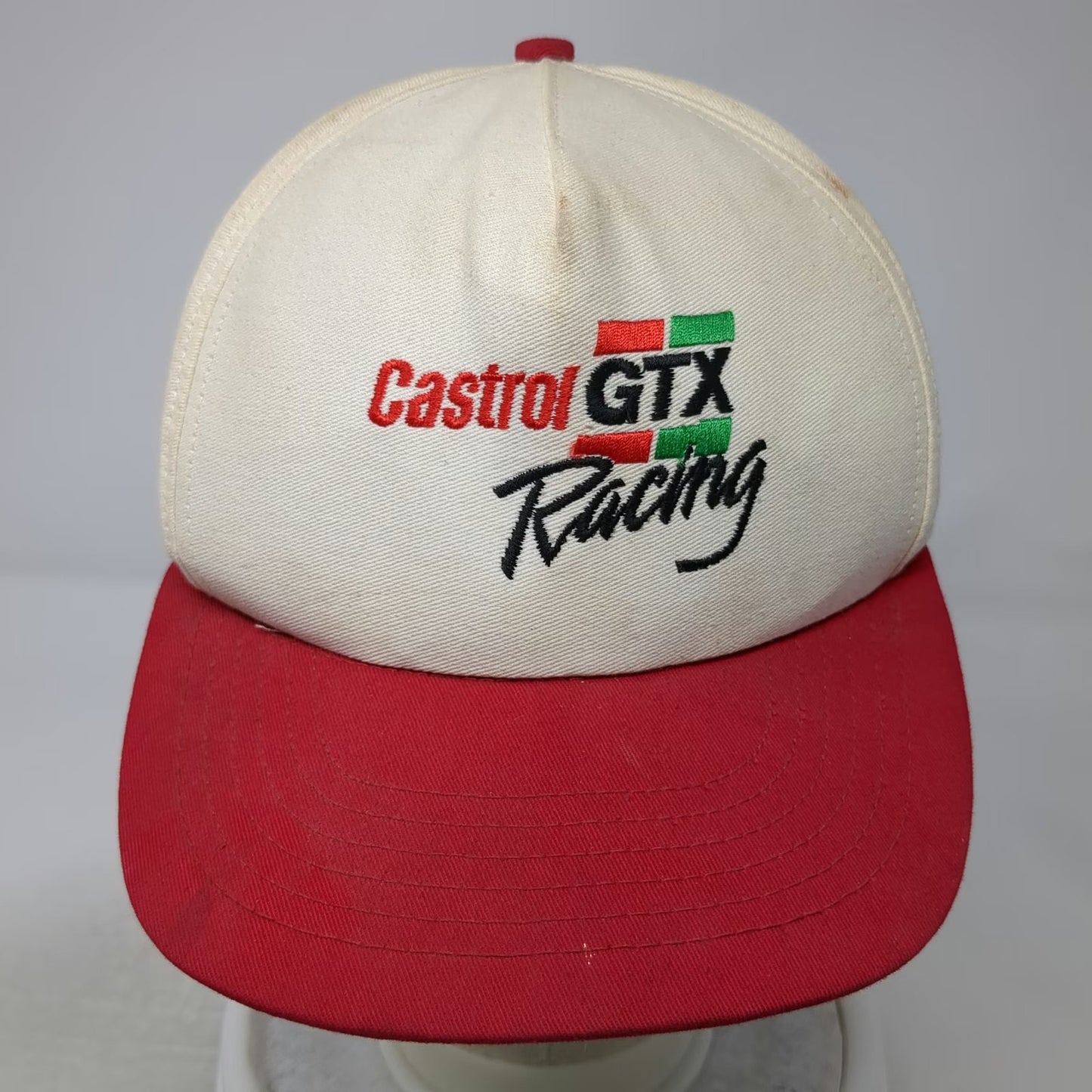 Castrol GTX Racing Trucker Hat White Red Vintage Mesh Snapback Made in USA