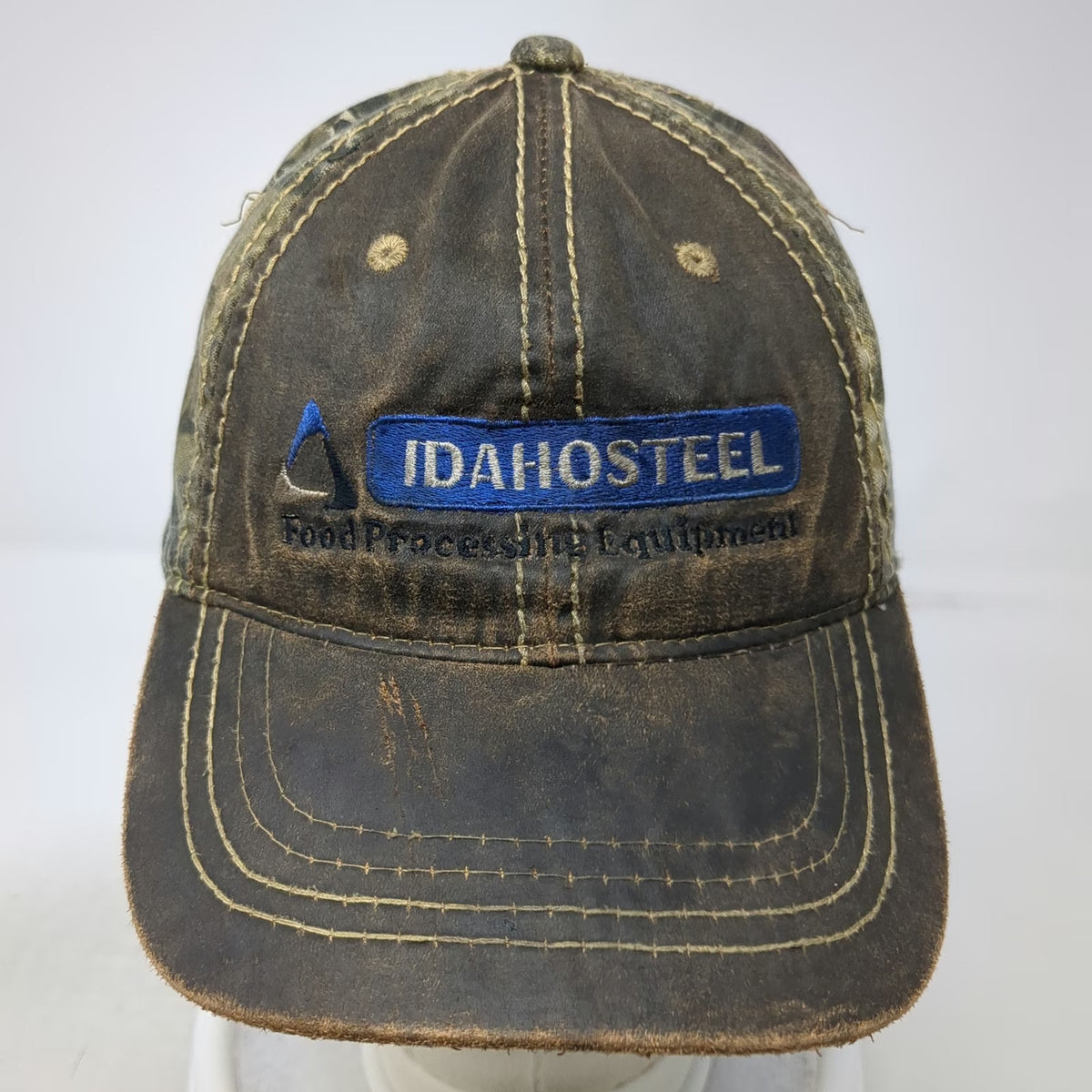 Port Authority Idaho Steel Hat Baseball Cap Brown Green One Size Camo Distressed