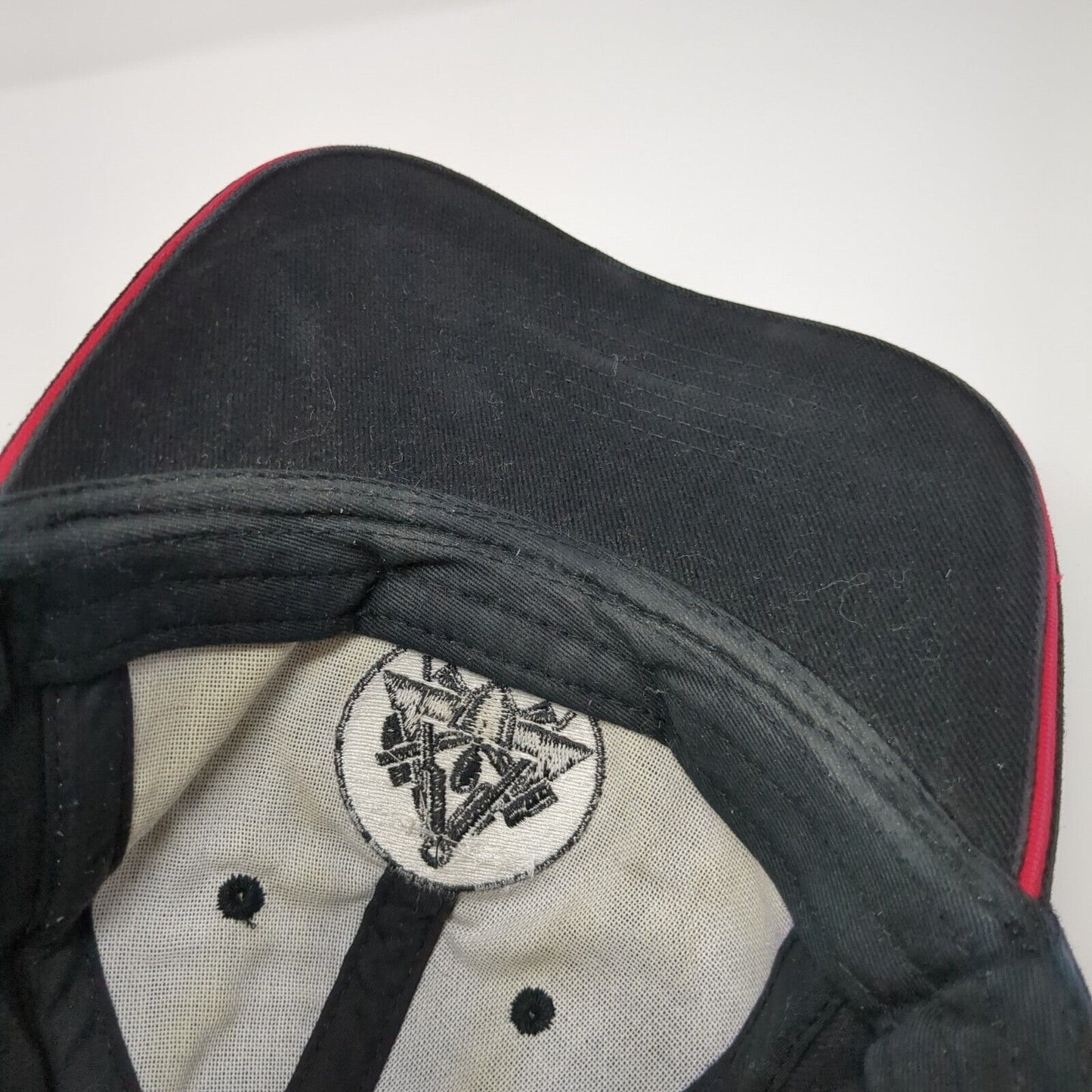 FHB Slideback Hat Black One Size Adjustable Embroidered Vented Holes 6 Panel