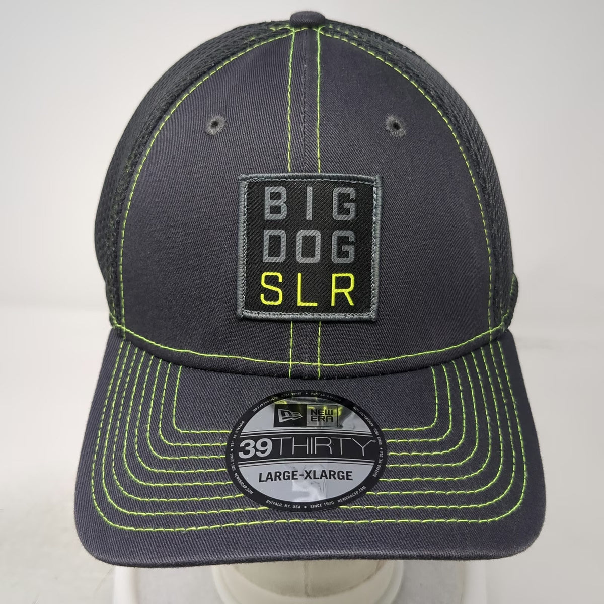 New Era Baseball Cap Gray XL Big Dog SLR Mesh Back Stretch Fit Stitching Hat