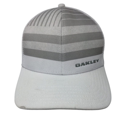 Oakley Silicon Bark Fitted Trucker Hat White S/M Striped Mesh Back