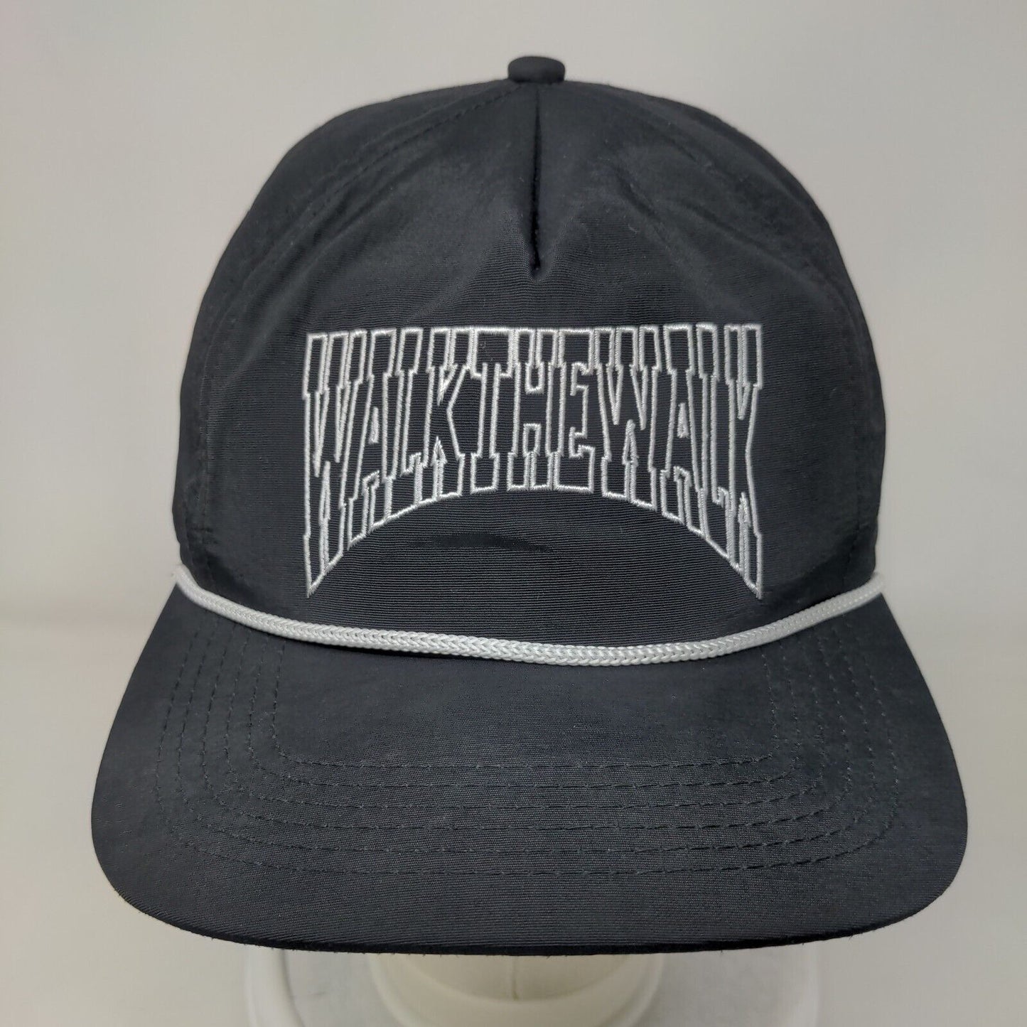Walk The Walk Snapback Rope Hat Black One Size Embroidered Adjustable