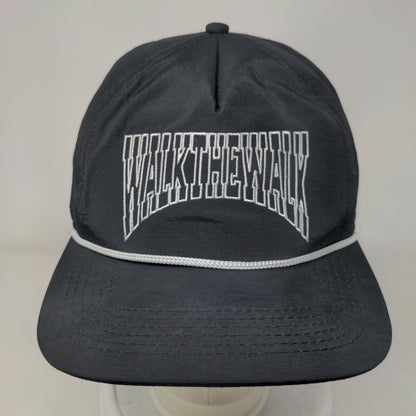 Walk The Walk Snapback Rope Hat Black One Size Embroidered Adjustable
