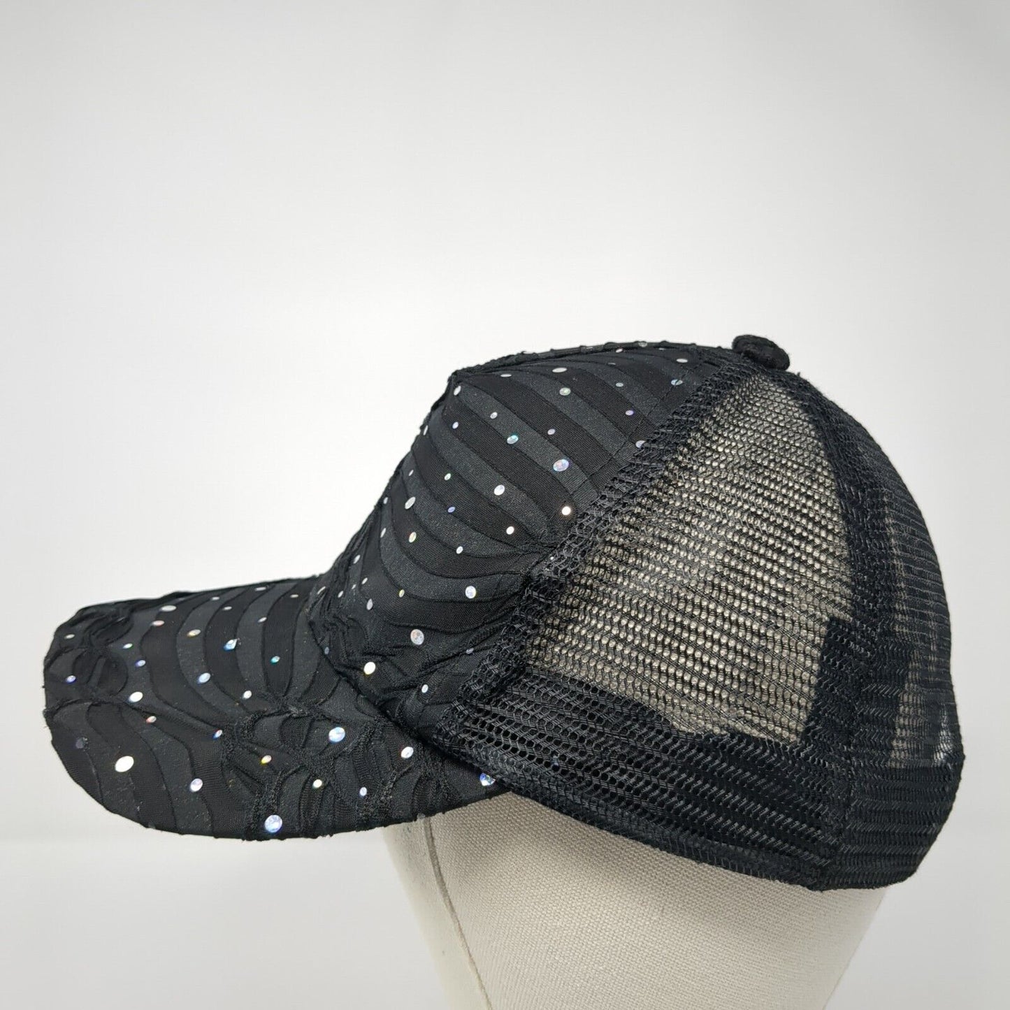 Something Special LA Snapback Trucker Hat Black OS Adjustable Sequin Mesh Back