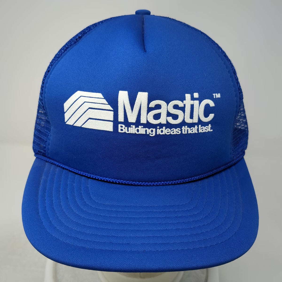 The Cincey Cap Blue Trucker Hat One Size Mastic Building Mesh Snapback Rope Cord