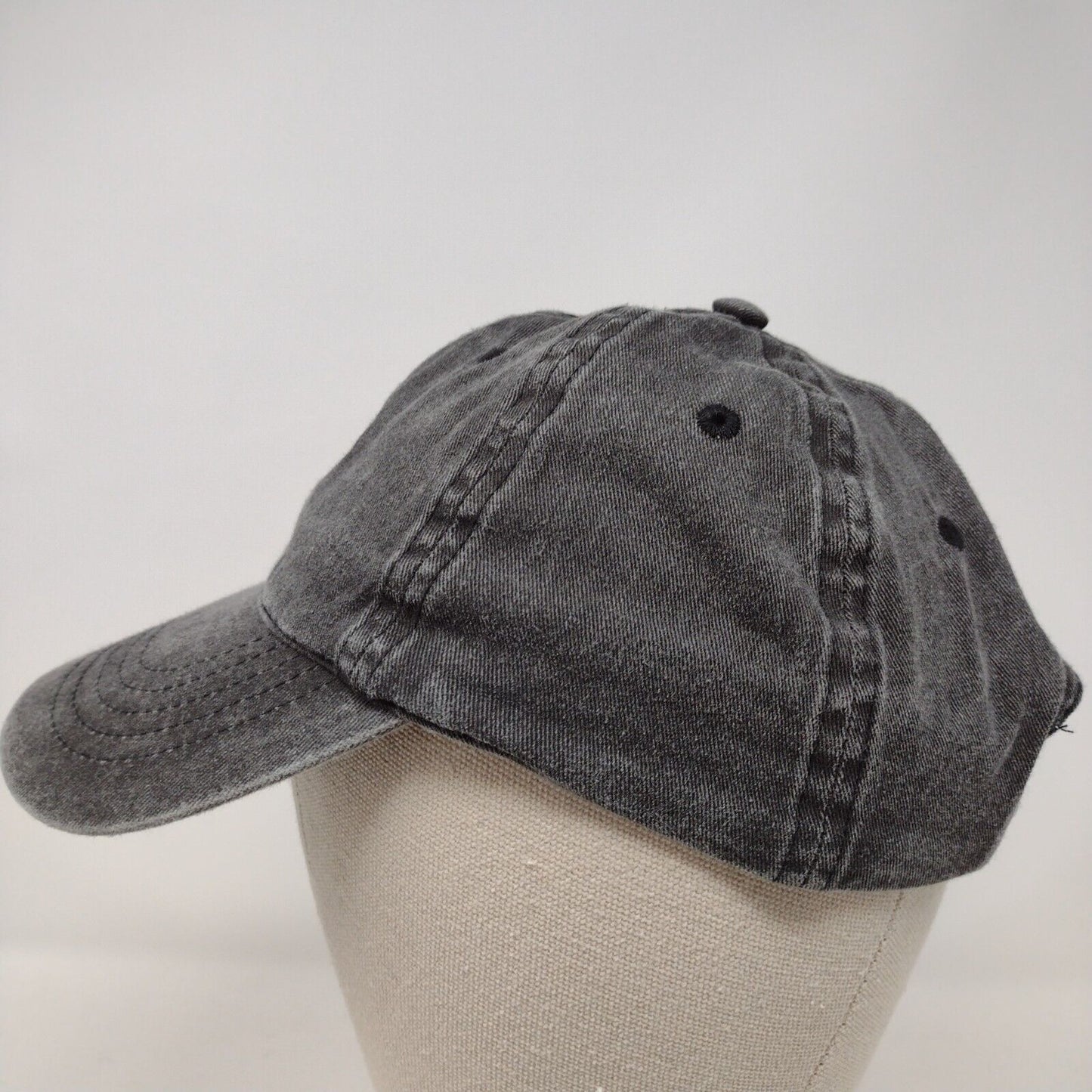 Unbranded Strapback Hat Gray OSFM Adjustable Vented Holes 6 Panel Blank