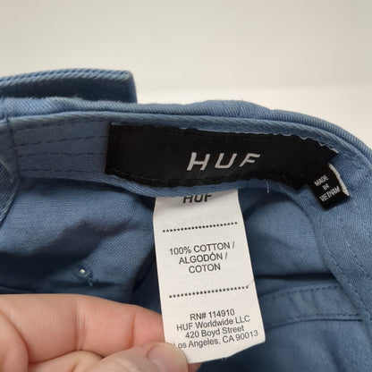 HUF Slideback Hat Blue One Size Adjustable Embroidered Vented Holes 6 Panel