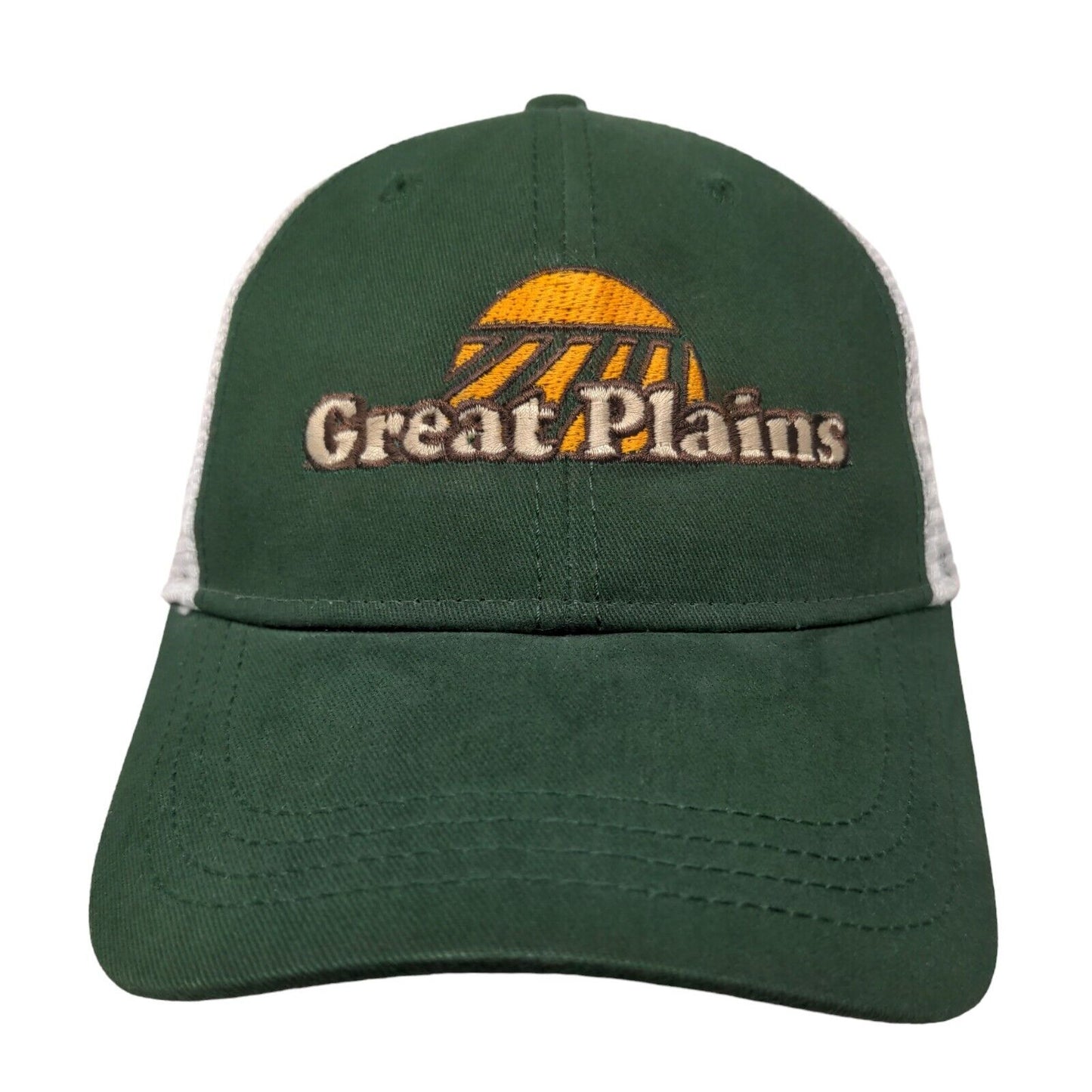 Great Plains Strapback Mesh Back Trucker Hat Green OSFA Embroidered