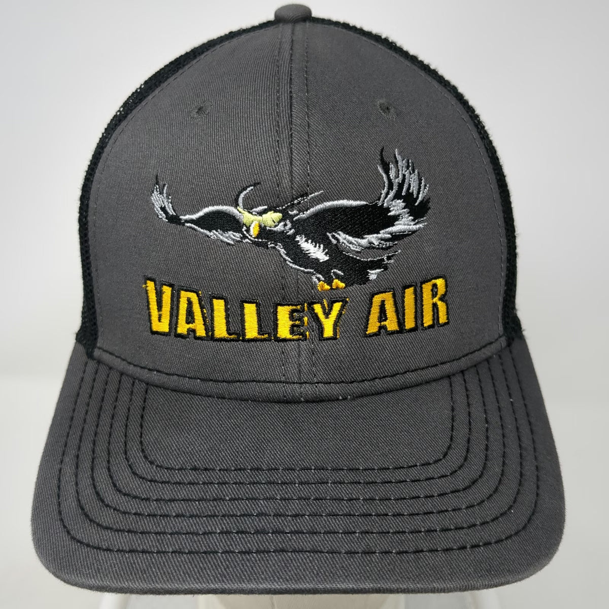 Cap America Valley Air Eagle Logo Gray Trucker Hat One Size Mesh Back Snapback