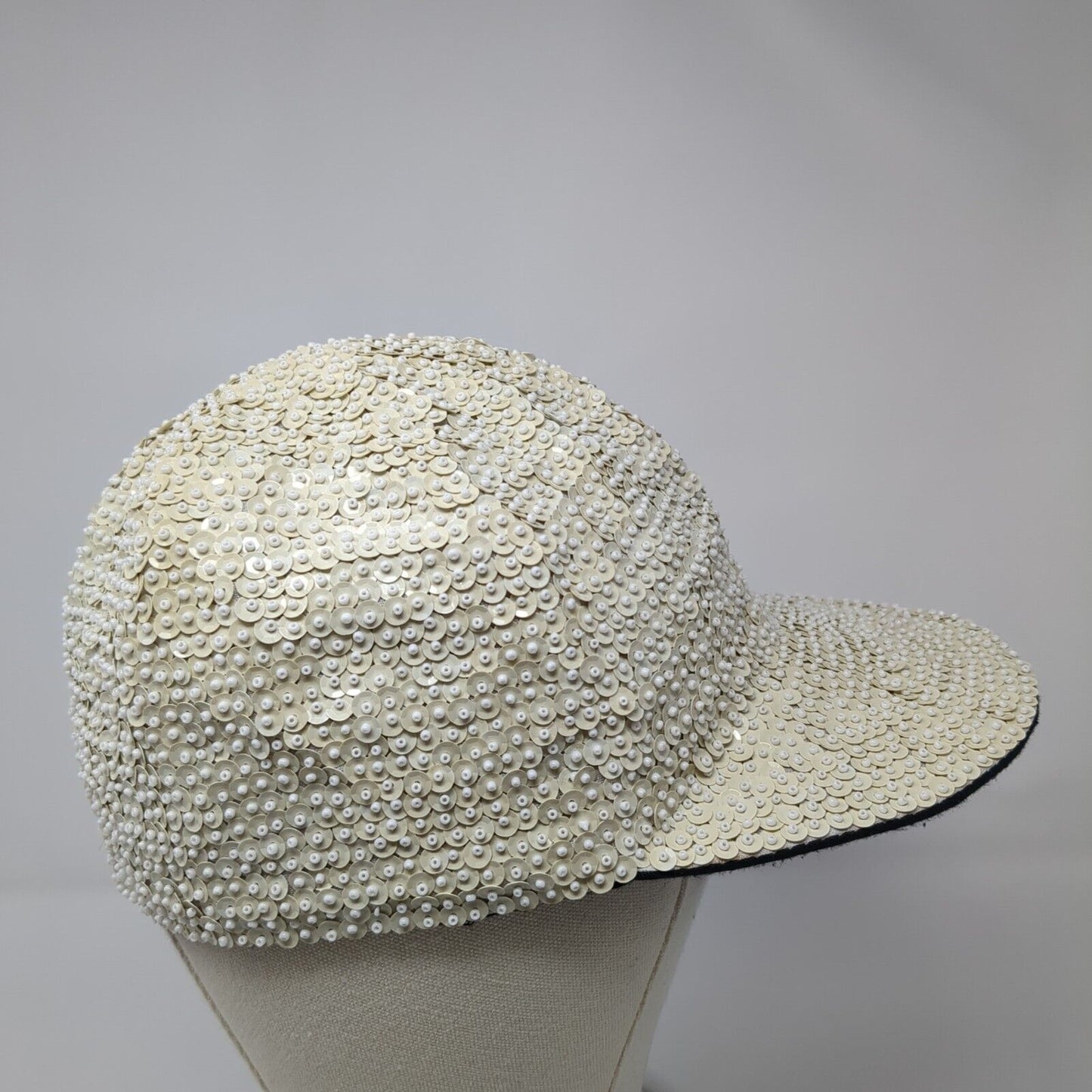 Unbranded Strapback Hat White One Size Lightweight Embellished Sequin Blank