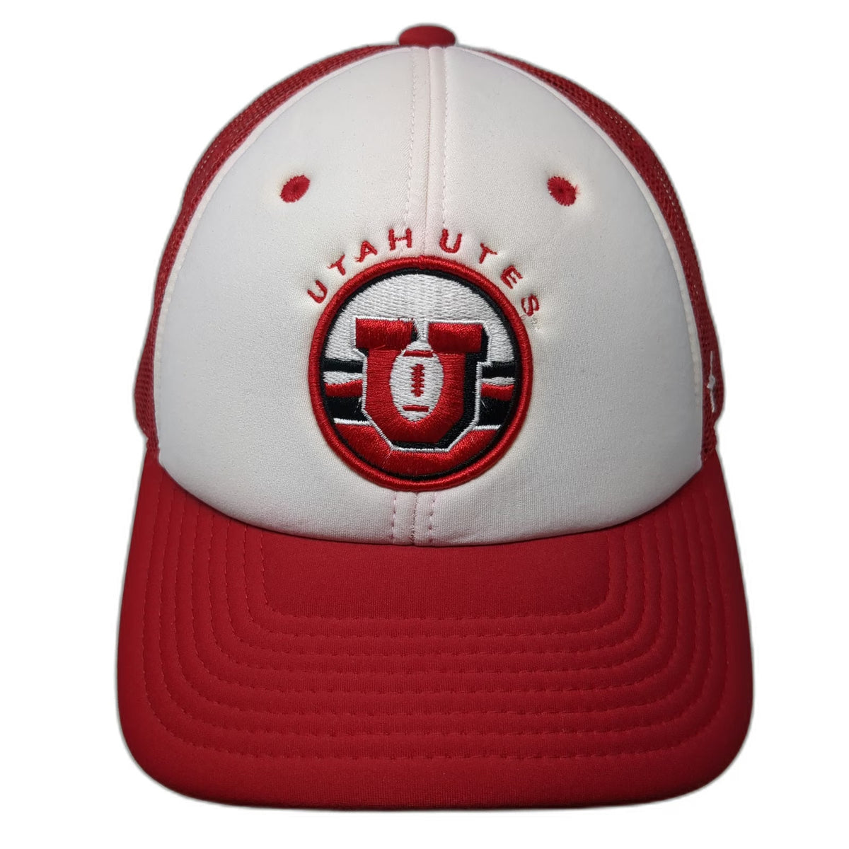 Zephyr Utah Utes NCAA Red White One Size Trucker Hat Mesh Snapback Football Logo