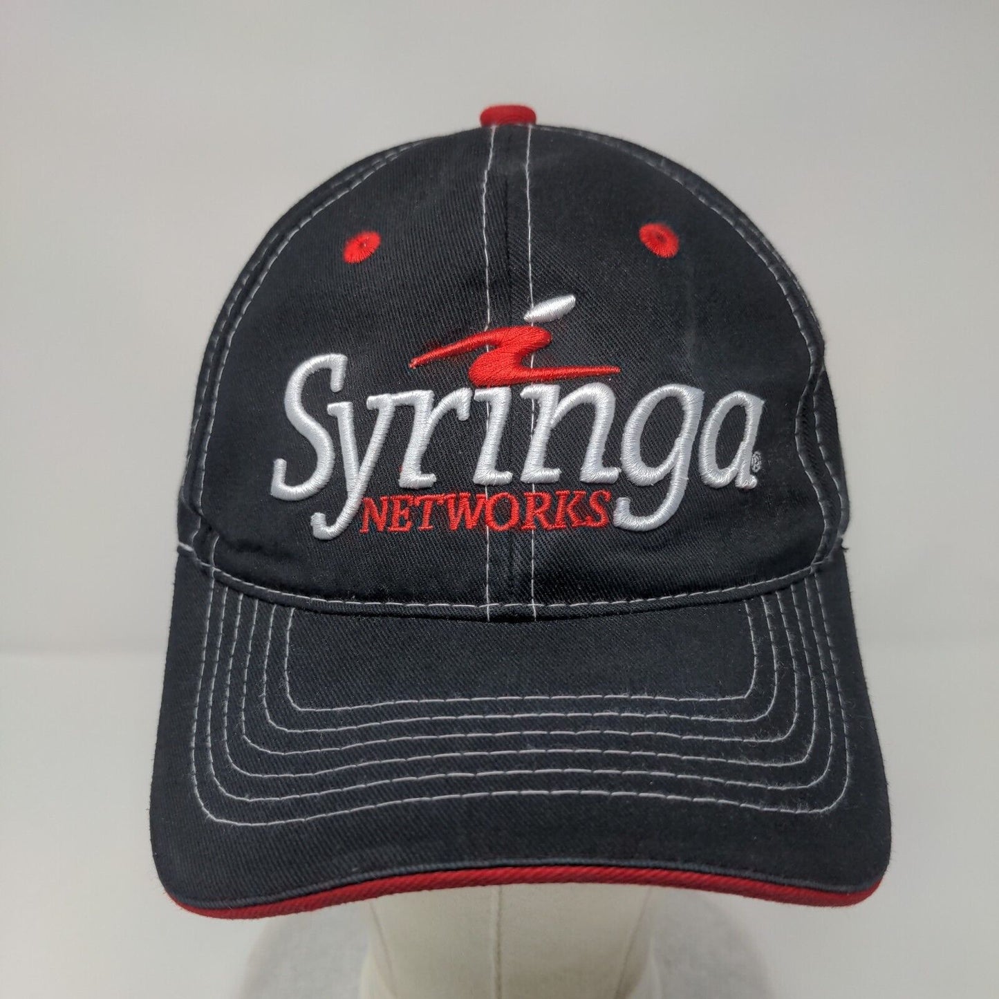 Syringa Networks Strapback Hat Black OSFA Embroidered Buck's Bags