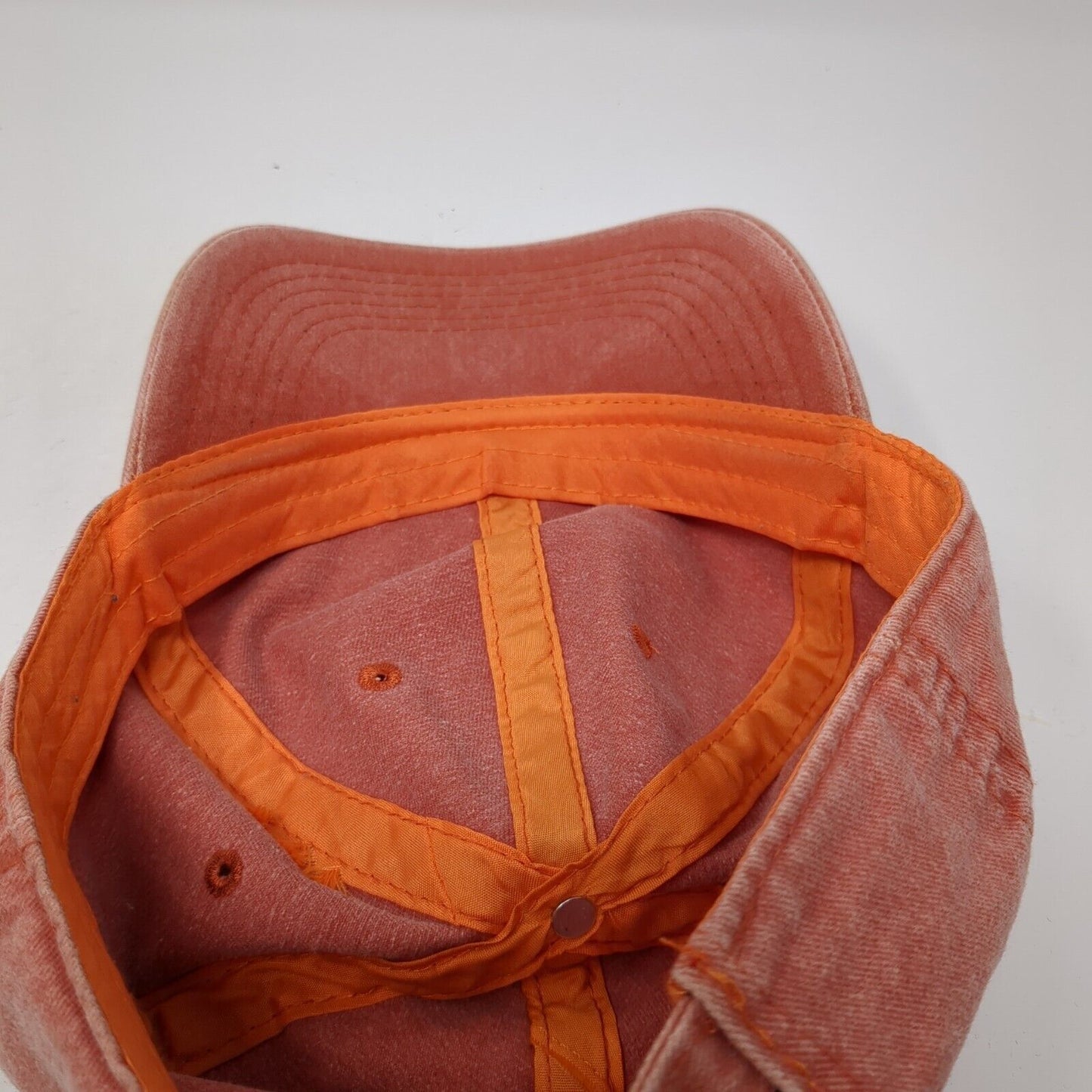Unbranded Slideback Hat Orange One Size Adjustable Vented Holes 6 Panel Blank