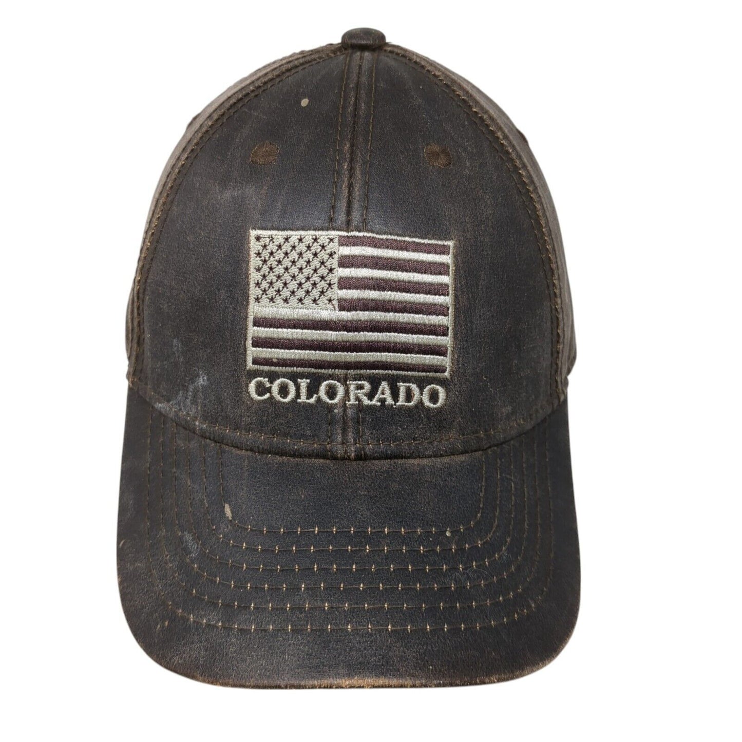 Colorado USA Flag Strapback Hat Brown One Size Embroidered Jacobson