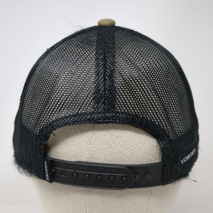 Vortex Trucker Hat Brown Black White OSFM Snapback Mesh Patch Logo Optics Cap