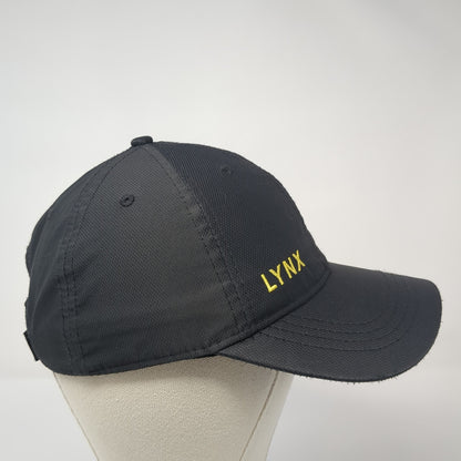Lynx Strapback Hat Black One Size Adjustable Embroidered Solid 6 Panel