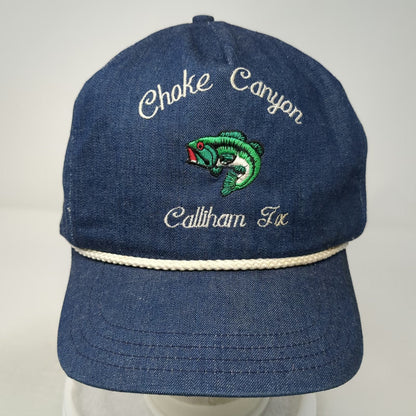Stitch-N-Tyme 5 Panel Blue L Hat Denim Rope Choke Canyon Bass Fishing Texas