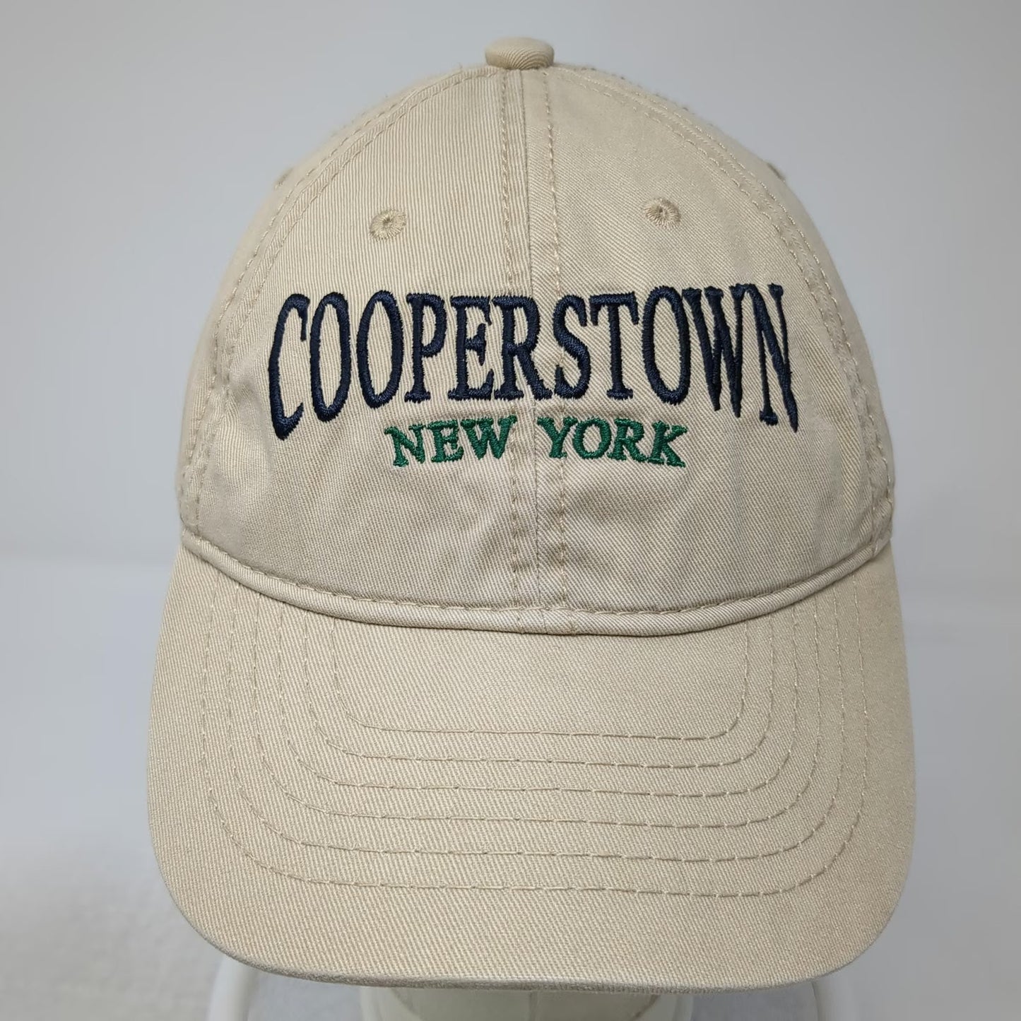 Jacobson Hat Baseball Cap Beige One Size Cooperstown New York Blue Green hat