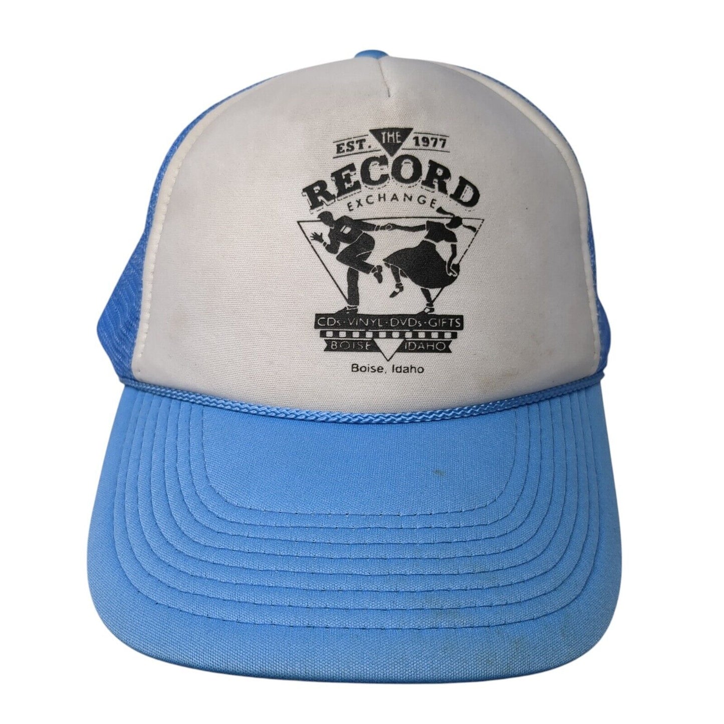 Est 1977 The Record Exchange CDs Vinyl DVDs Gift Boise Idaho Trucker Hat Blue OS