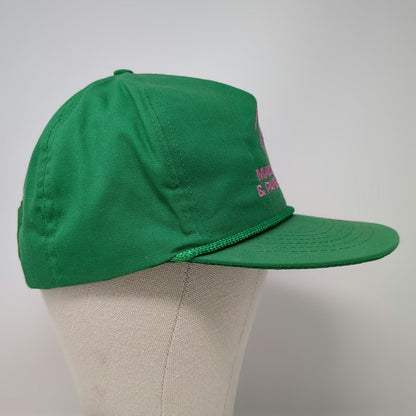 5 Panel Green Hat One Size Snapback Rope Macon Iron Paper Stock Recycling Logo