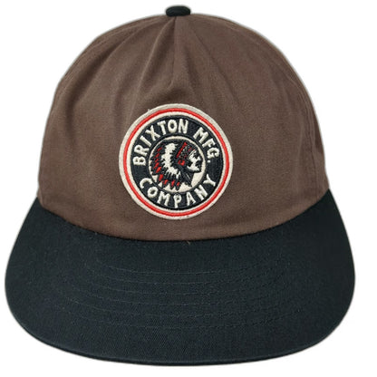 Brixton 5 Panel Brown One Size Snapback MFG Company Patch Flat Bill Logo Hat