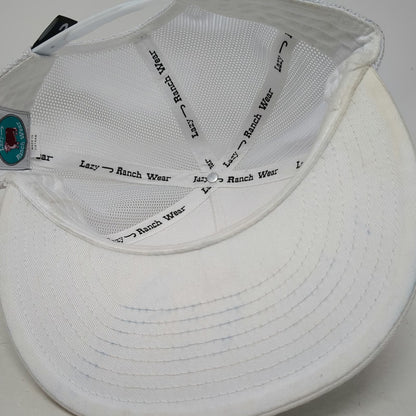 Lazy J Ranch Wear Trucker Hat White One Size Snapback Rope Patch Hereford Bull