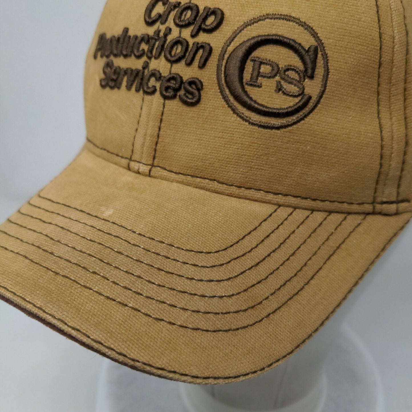 Crop Production Services Strapback Hat Tan One Size Embroidered Kimberly
