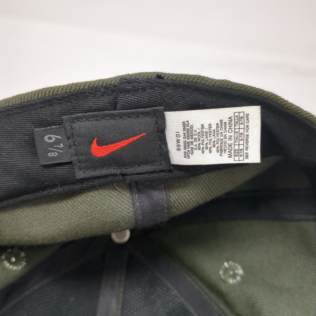 Nike Baseball Cap Green 6 7/8 Fitted Wool Blend Swoosh Logo Hat Vintage Red Tag
