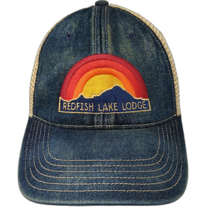 Legacy Trucker Hat Blue One Size Redfish Lake Lodge Rainbow Mesh Snapback