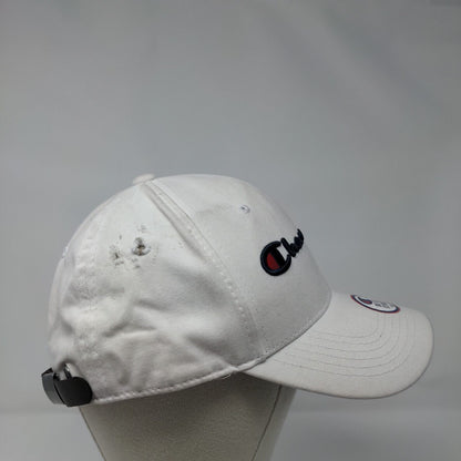 Champion Slideback Hat White OSFM Embroidered Adjustable Leather Strap
