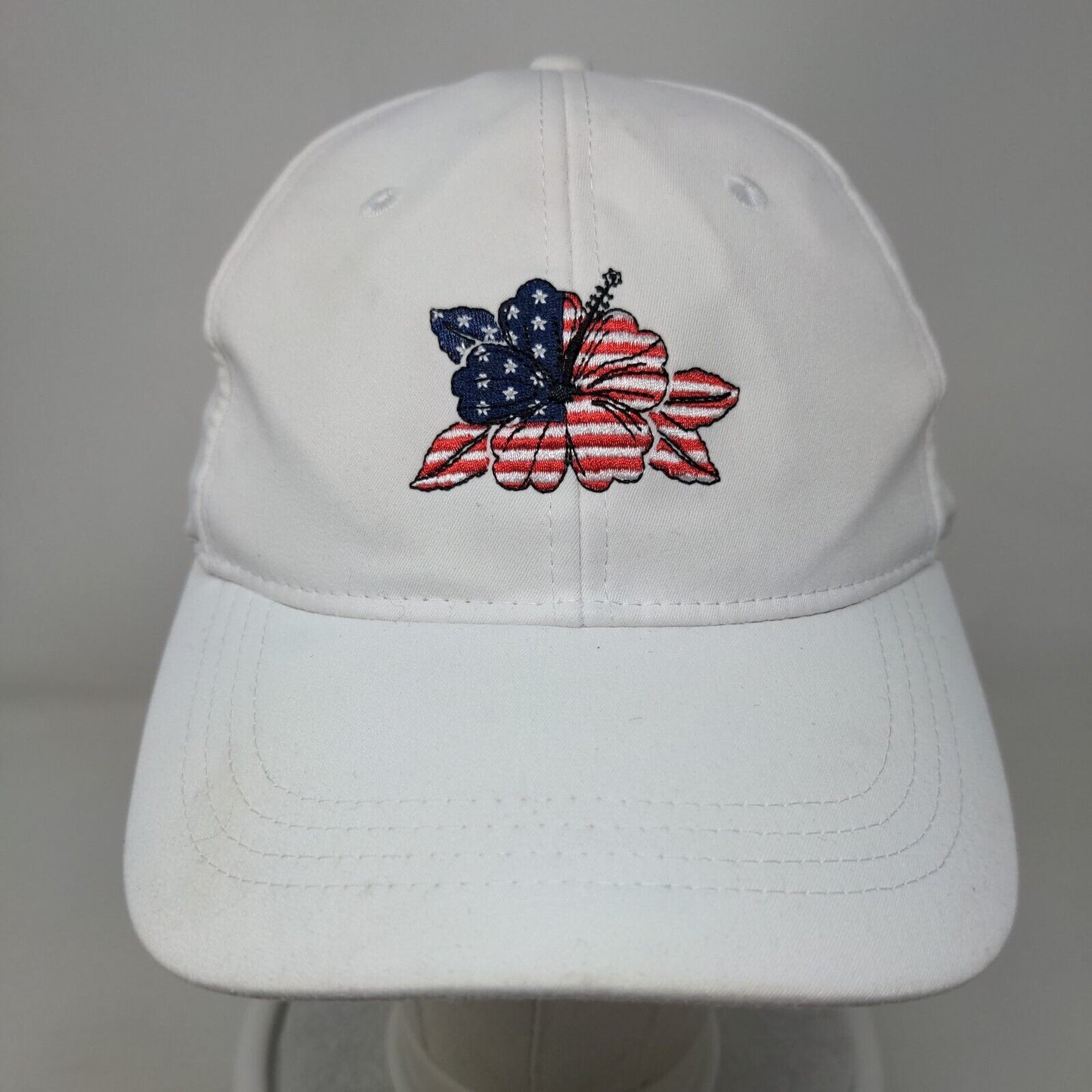 Patriotic Flower Slideback Hat White One Size Embroidered 6 Panel Tommy Bahama