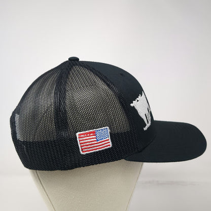Richardson Trucker Hat Black One Size Mesh Snapback American Flag Cattle Farm