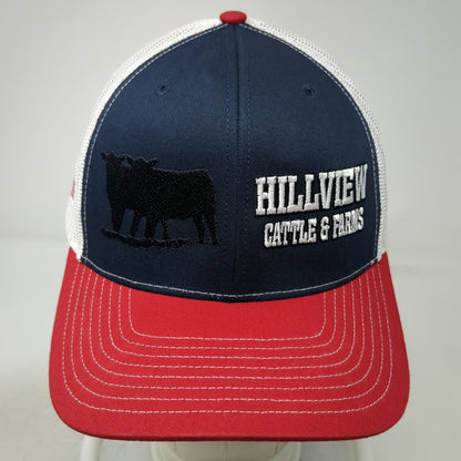 Richardson Trucker Hat Blue Red White One Size Hillview Cattle Farms Snapback