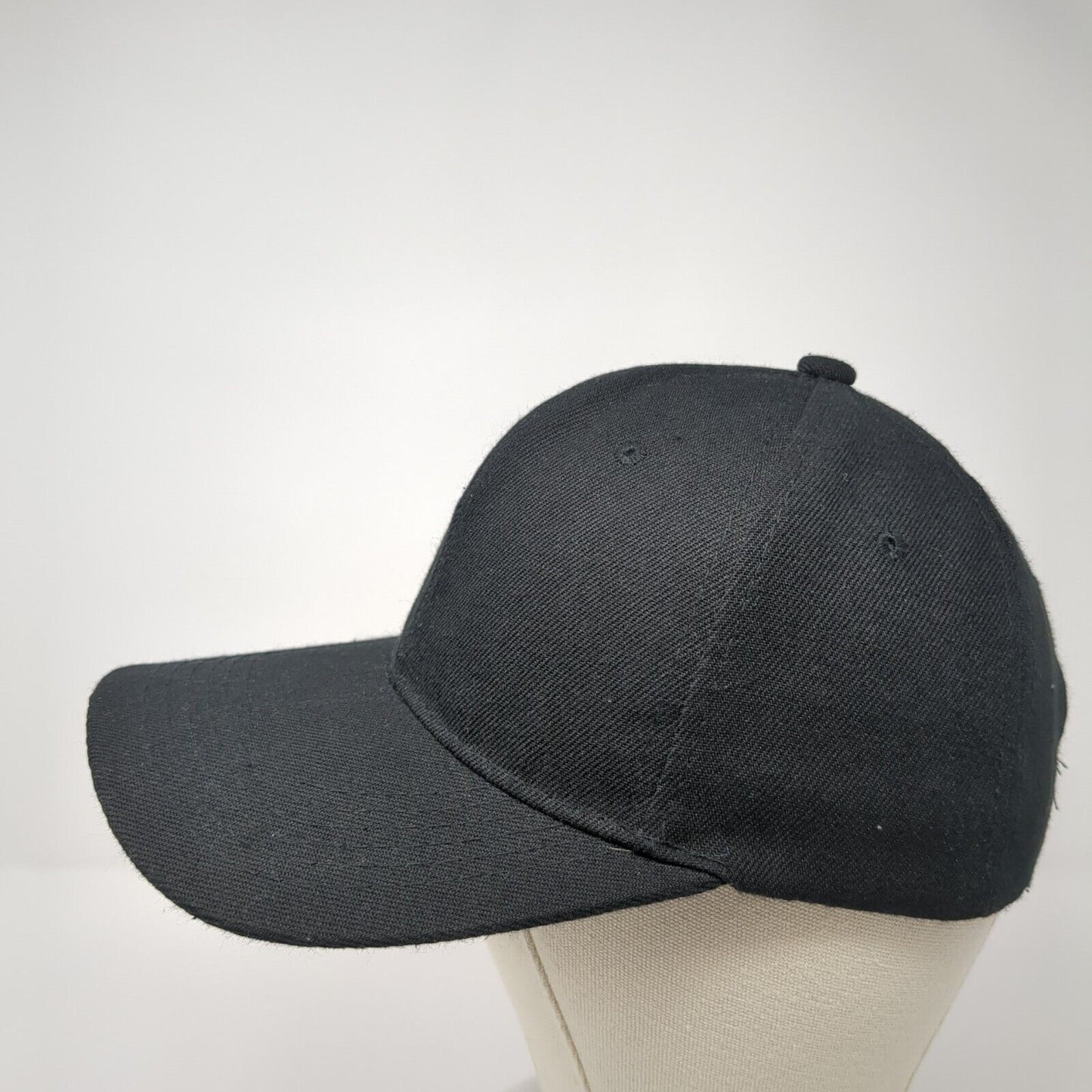 Unbranded Strapback Hat Black One Size Adjustable Vented Holes 6 Panel Blank