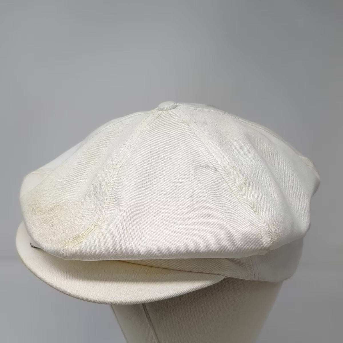 Newsboy Cap Hat White One Size Snapback Made in USA Vintage 8 Panel Solid