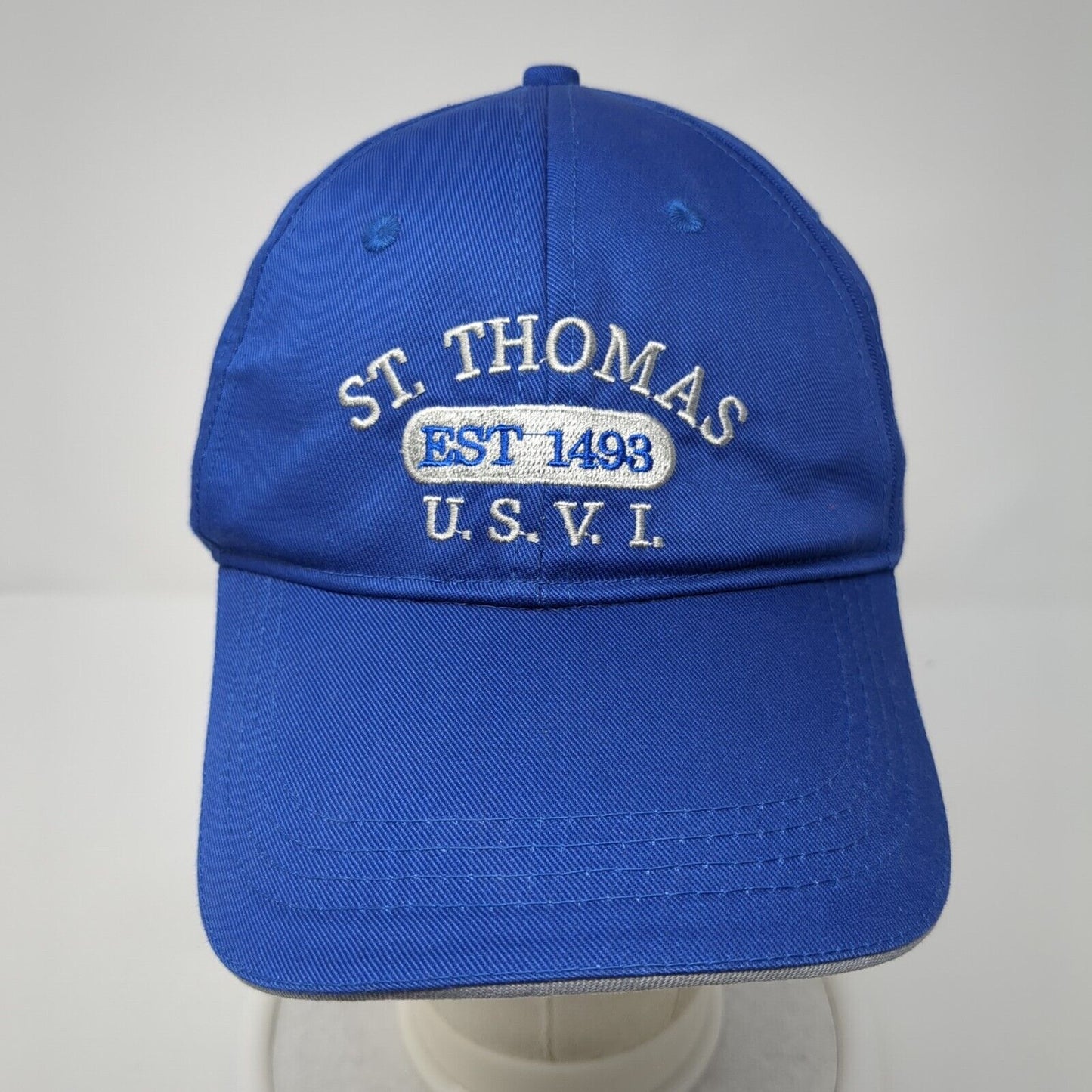 St. Thomas USVI Est. 1493 Strapback Hat Blue One Size Adjustable Embroidered
