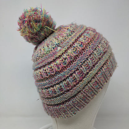 Unbranded Women's Cable Knit Beanie Hat Cap Rainbow Multicolor 100% Acrylic