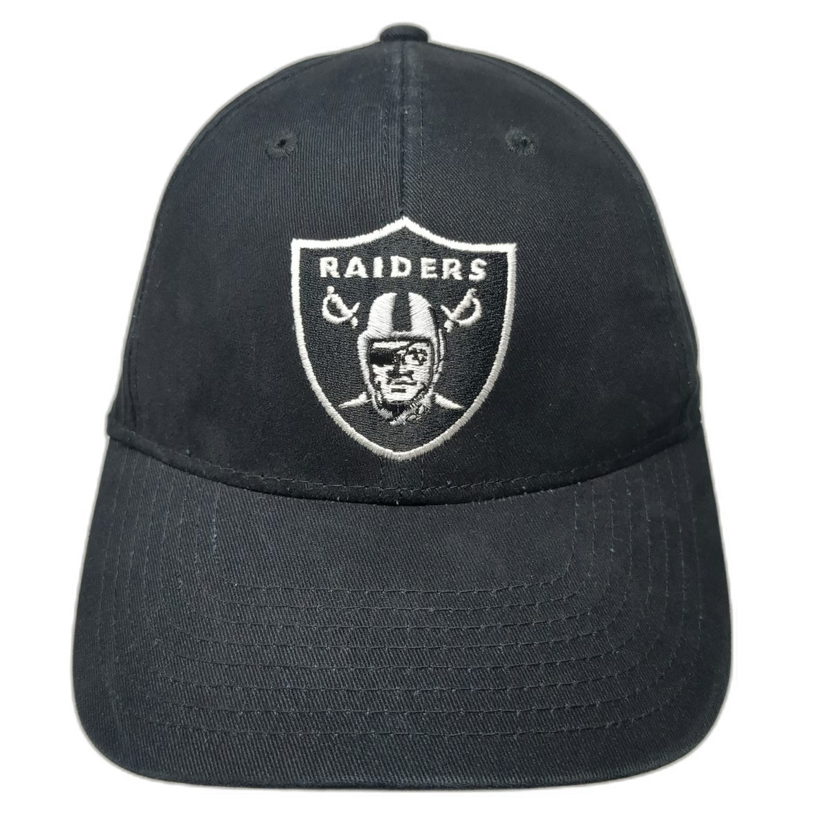 Las Vegas Raiders NFL Team Apparel Black Hat One Size Strapback Embroidered Cap