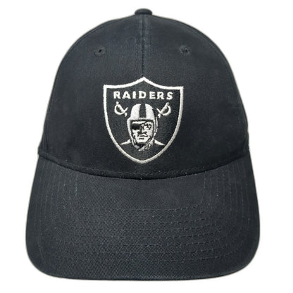 Las Vegas Raiders NFL Team Apparel Black Hat One Size Strapback Embroidered Cap