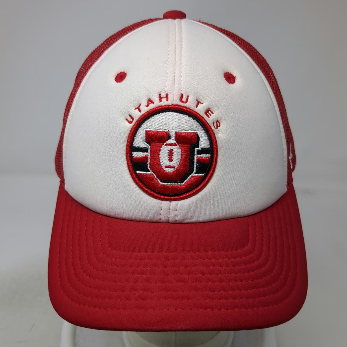 Zephyr Utah Utes NCAA Red White One Size Trucker Hat Mesh Snapback Football Logo