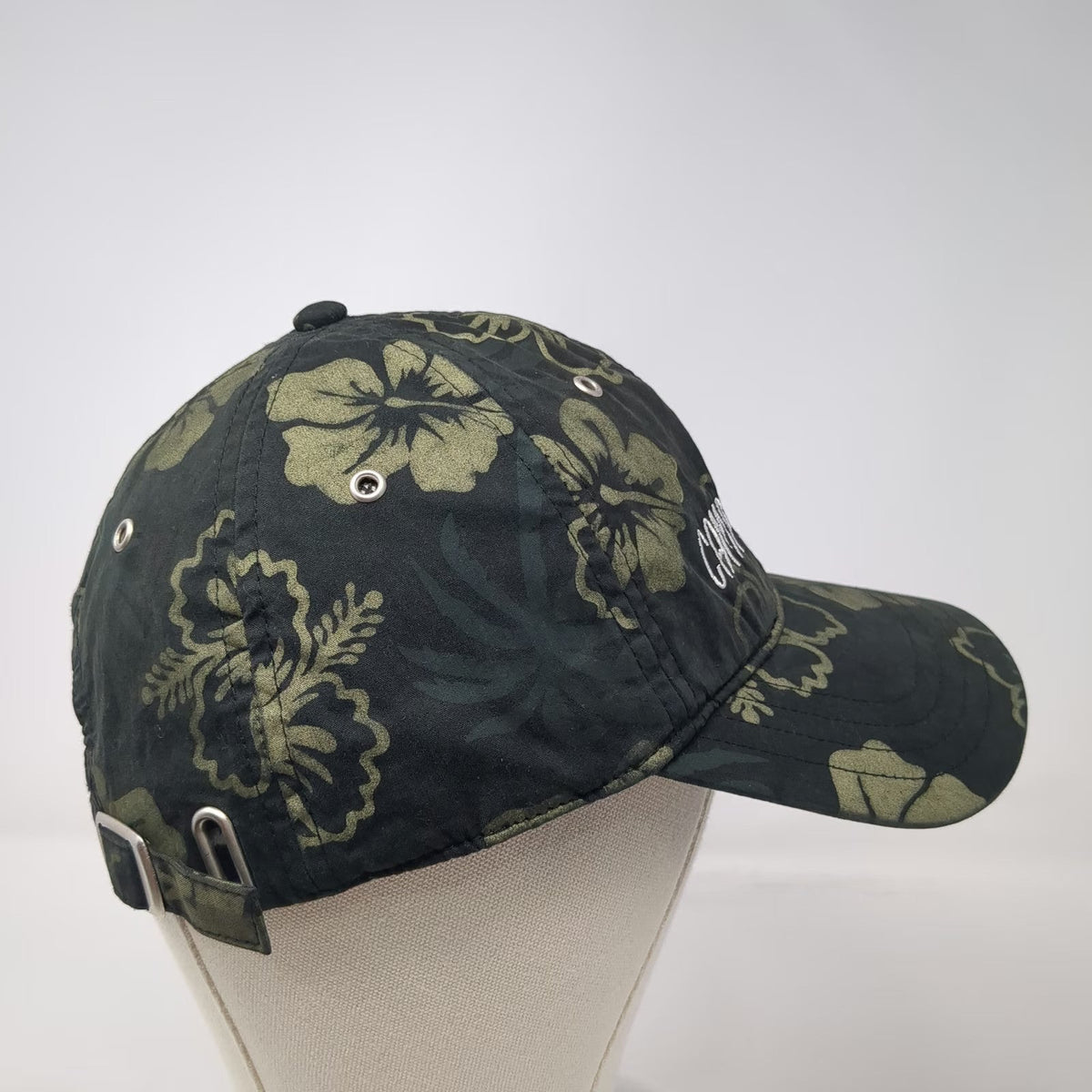 Hyp Baseball Cap Black Green Hibiscus Floral Print Camp Ida-Haven Hat One Size
