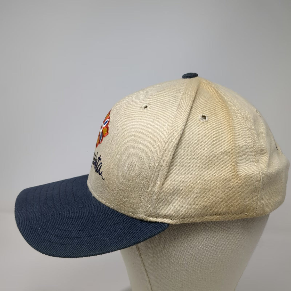 New Era Baseball Cap Beige Blue One Size La Quinta Golf Leather Slideback Hat