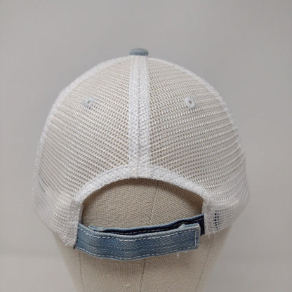 Let's Go Brandon Strapback Trucker Hat Blue OSFA Adjustable Distressed Mesh Back