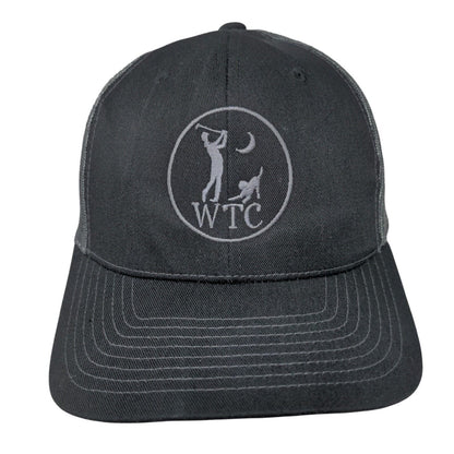 WTC Snapback Trucker Hat Black OSFM Adjustable Vented Holes Mesh Back 6 Panel
