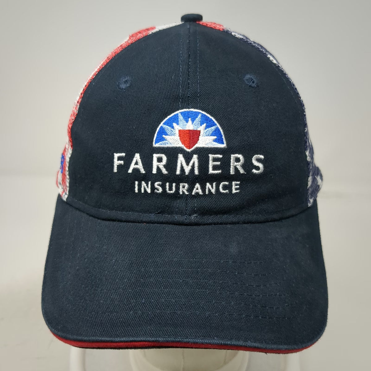 Farmers Insurance Trucker Hat Blue One Size American Flag Est 1928 Mesh Snapback