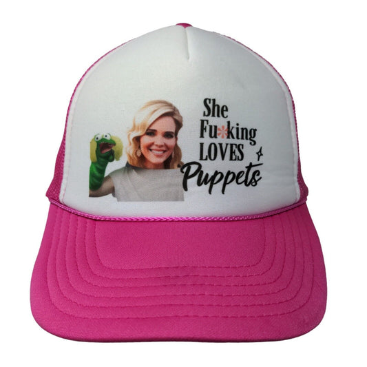 Otto Women's Snapback Mesh Back Hat Pink OSFM Graphic She Loves Puppets Funny