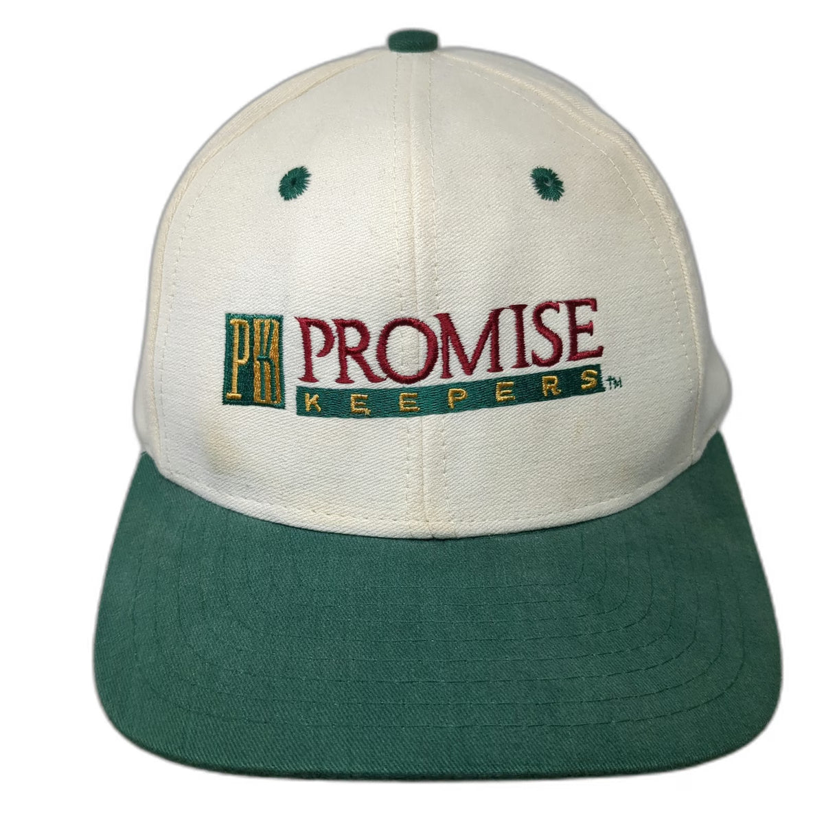 Baseball Cap White Green One Size Promise Keepers Integrity Slideback Cotton Hat