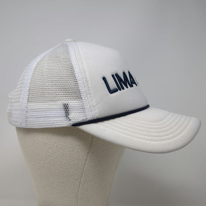 Kenz Kustomz Trucker Hat White One Size Lima One Blue Rope Mesh Back Snapback
